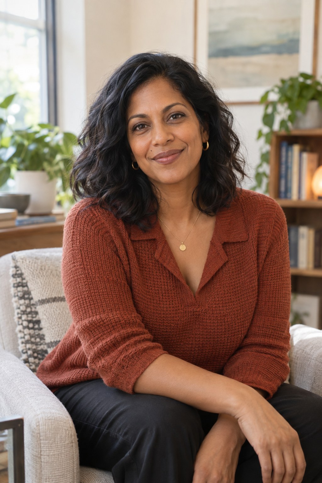 Portrait of Maya, the fictional therapist in this website demo