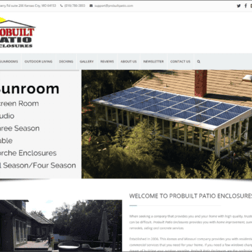 Custom patio enclosure with solar panels in Kansas City.