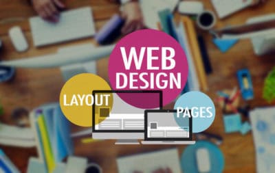 Modern web design layout with pages and responsive screens for visitor engagement.