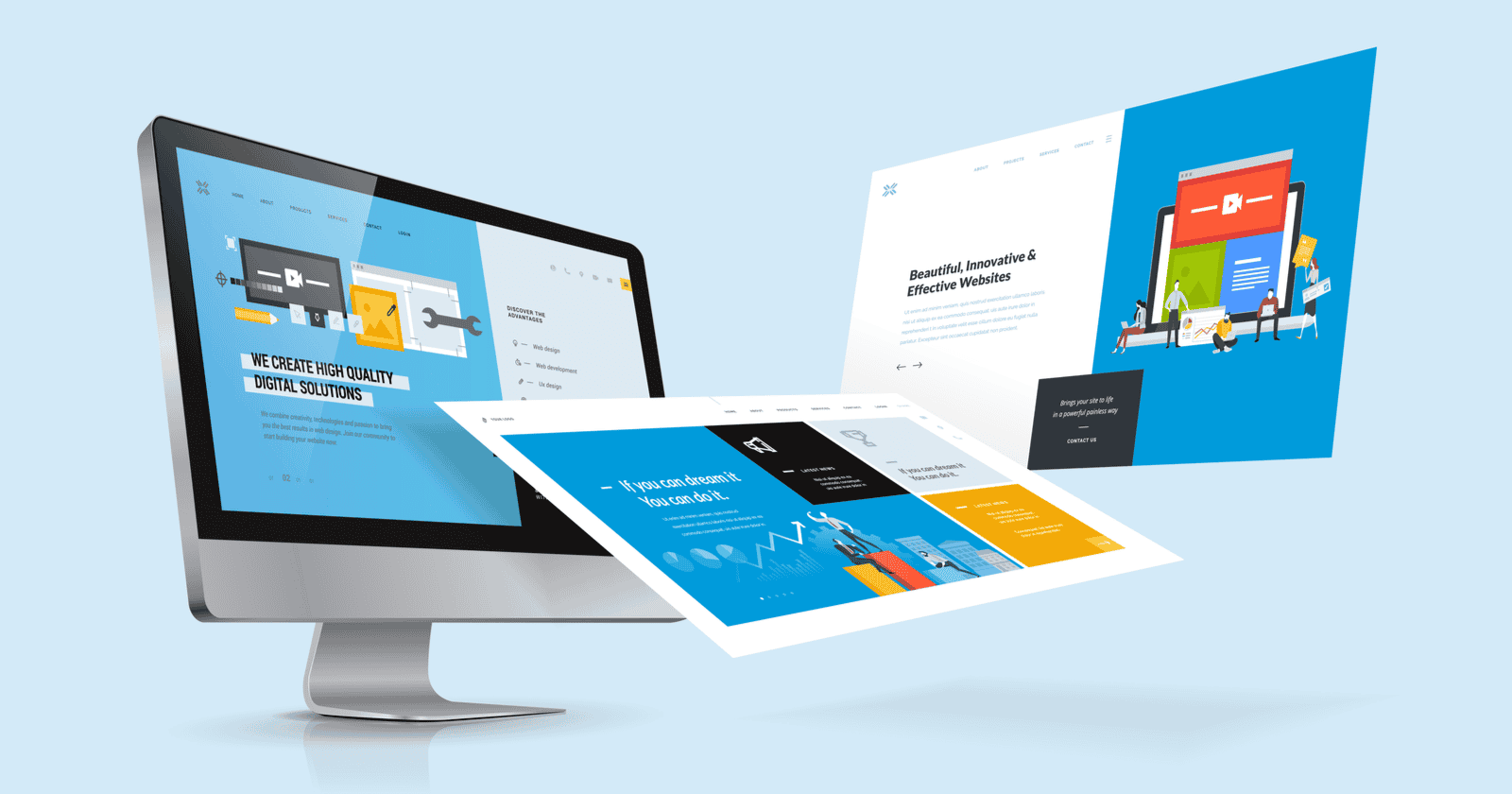Website design displayed on a monitor and tablet for a psychiatry practice
