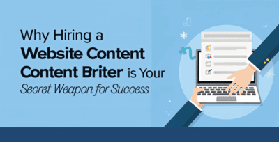 Illustration of a person typing on a laptop for content strategy.