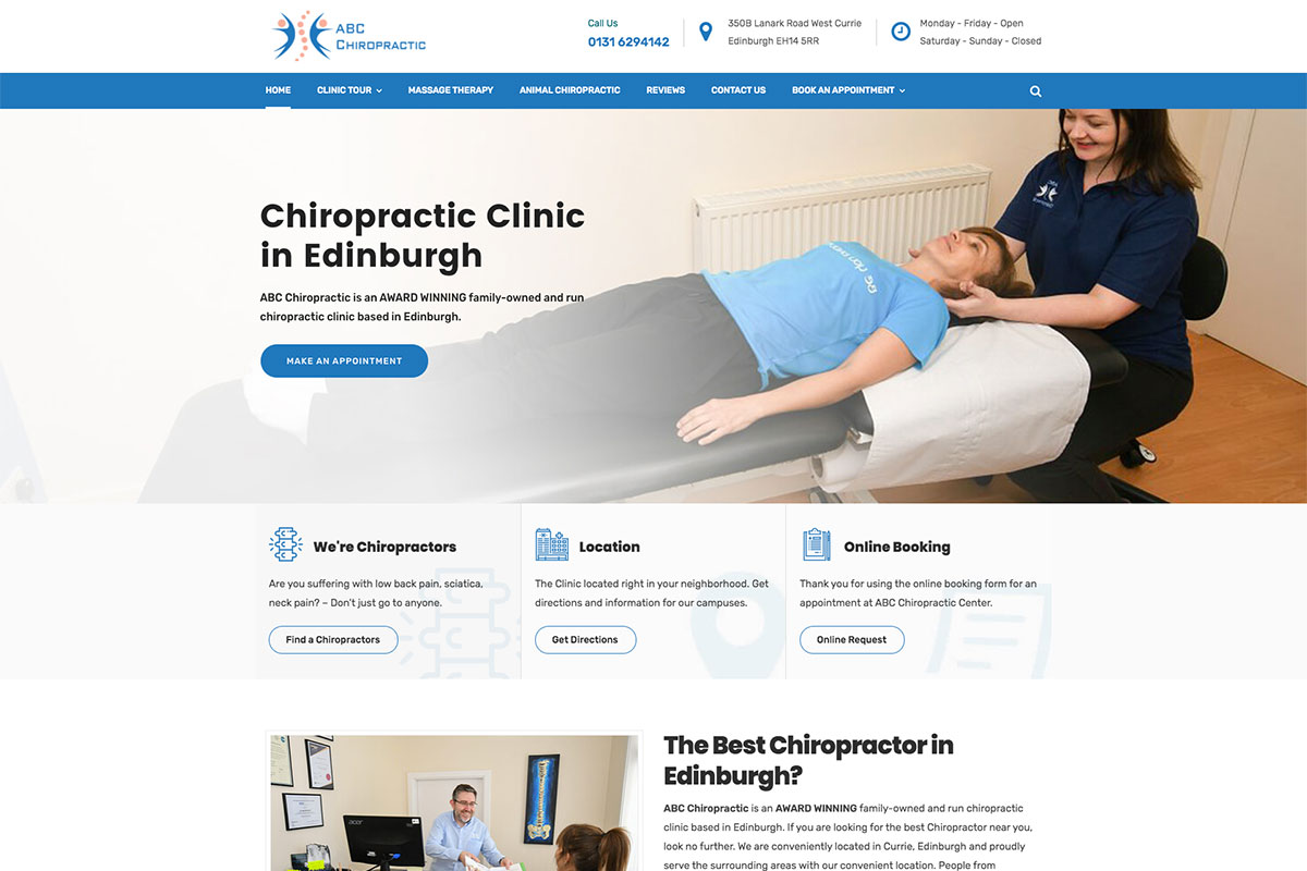 Chiropractors web design layouts