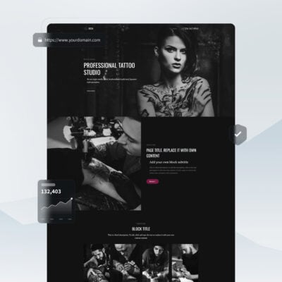 Modern tattoo and piercing studio website design with bold visuals.