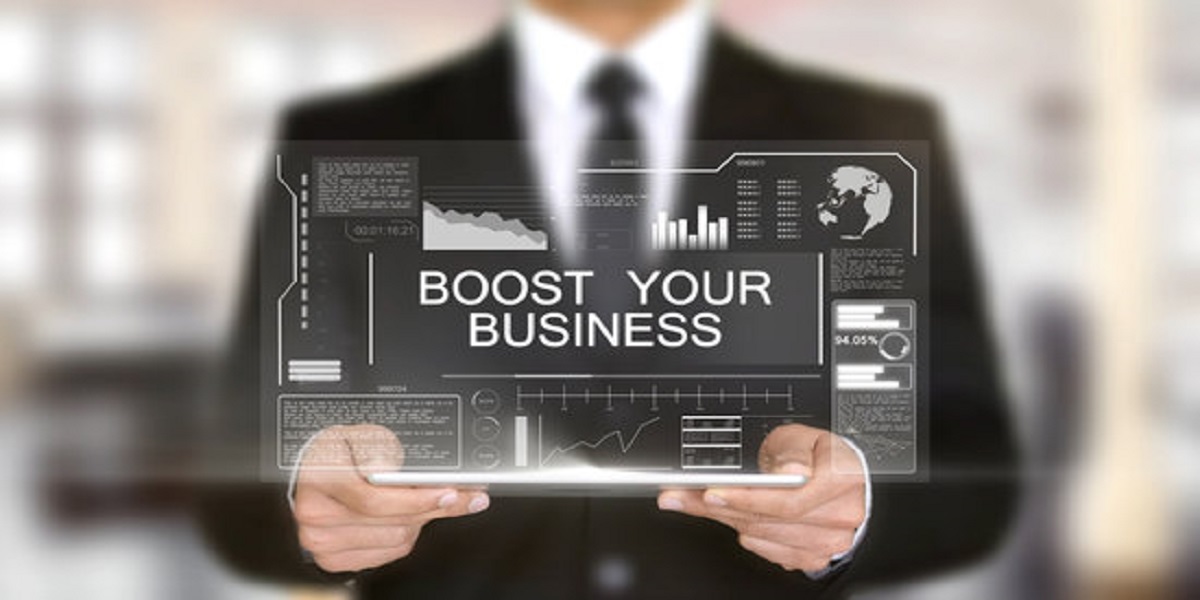 Boost Your Business, Hologram Futuristic Interface, Augmented Virtual Reality Boost Your Business, Hologram Futuristic Interface, Augmented Virtual Reality