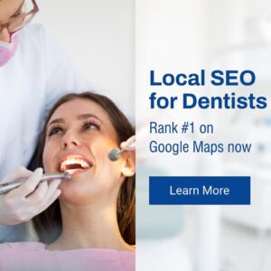 Dentist examining a patient in a dental clinic, promoting local SEO for dentists.