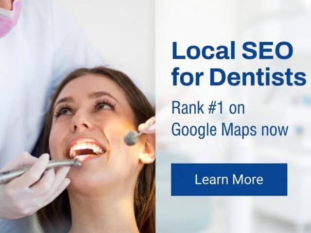 Dentist examining a patient in a dental clinic, promoting local SEO for dentists.