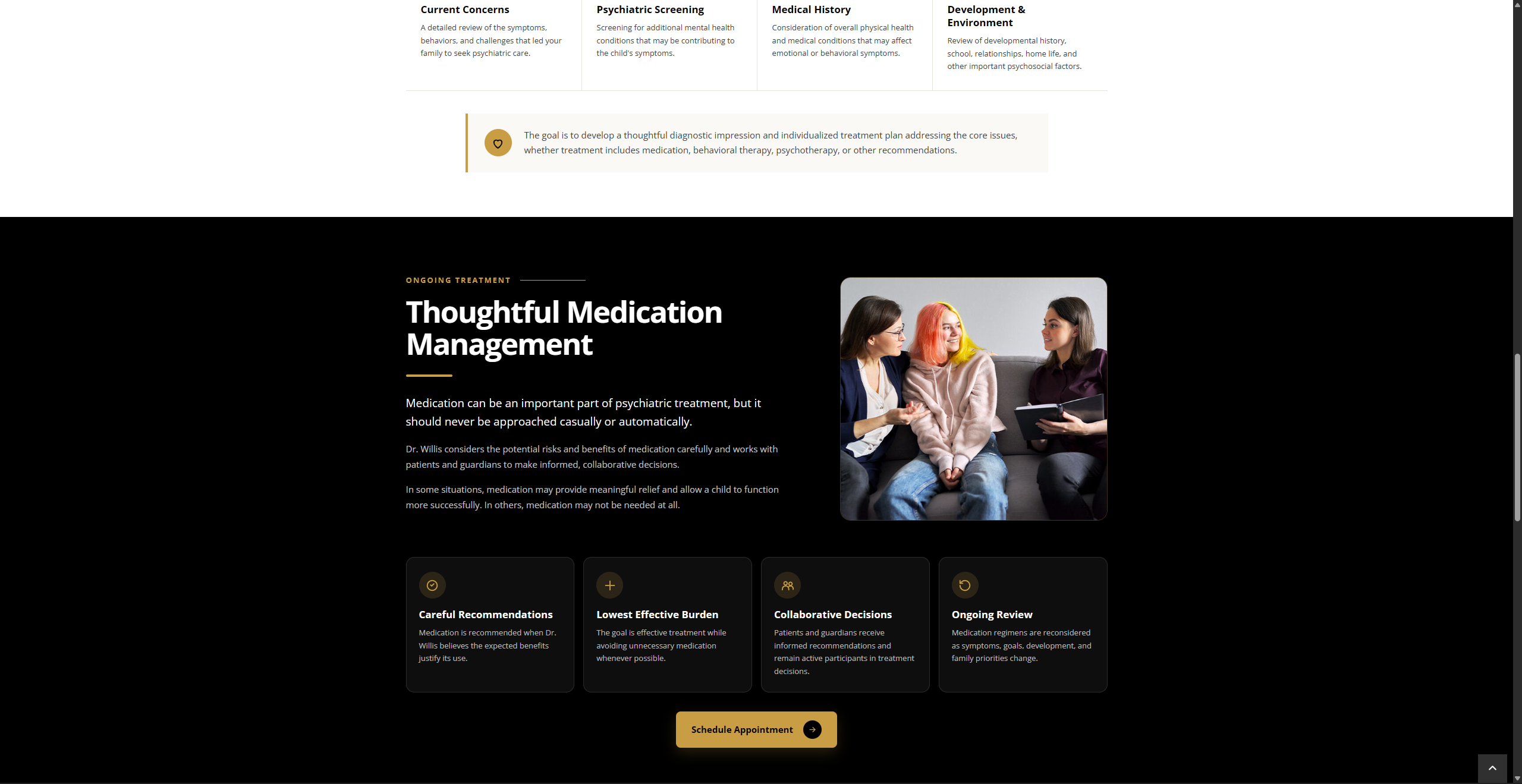 Northland Child Psychiatry contact section website design