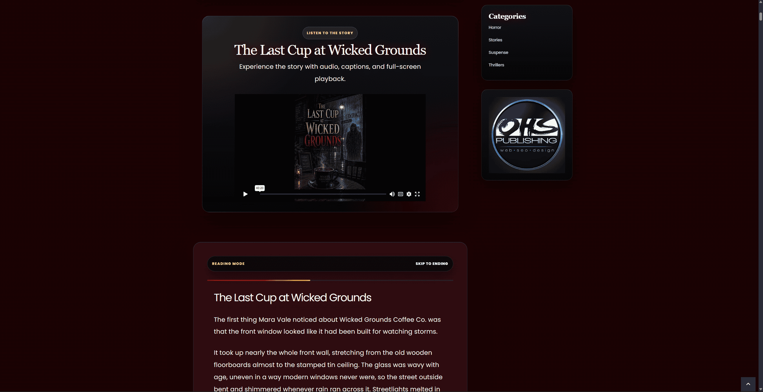 Short AI Stories single story page design