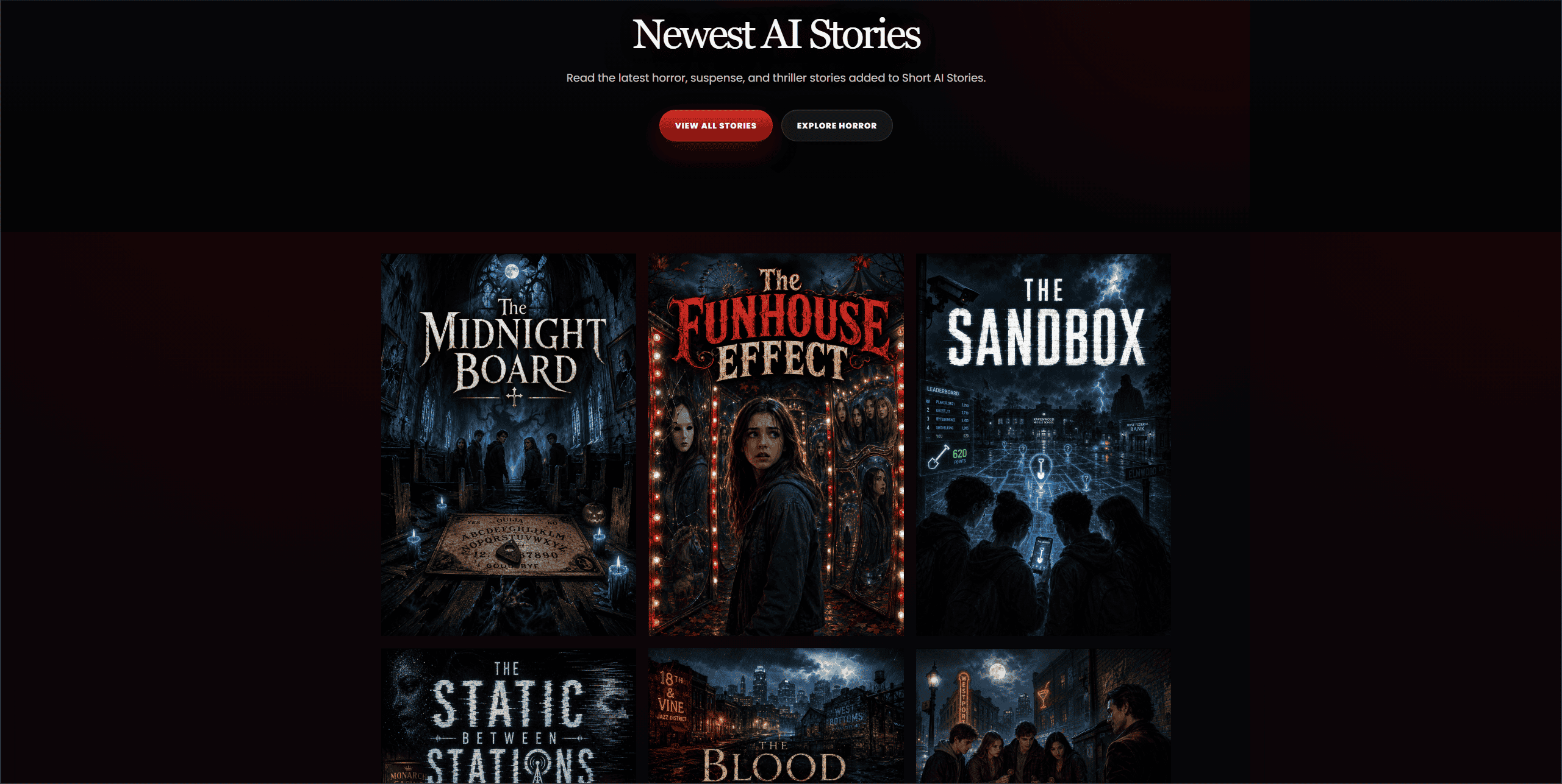 Short AI Stories story archive layout