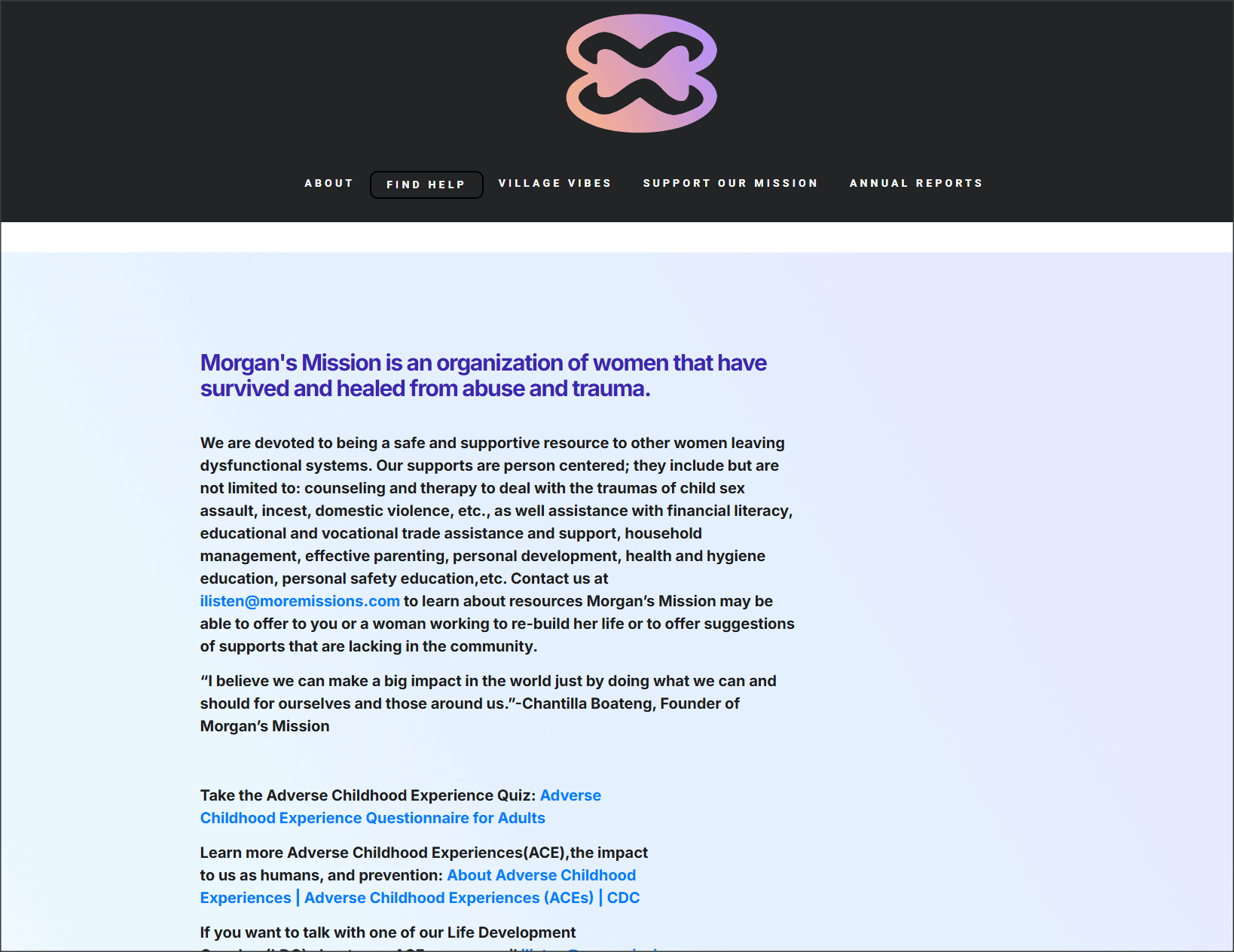 Morgan’s Mission inner page layout design
