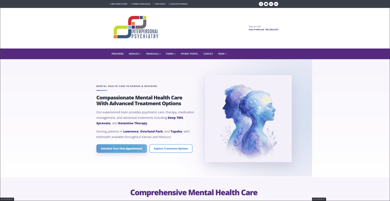 Interpersonal Psychiatry website design by OHS Publishing