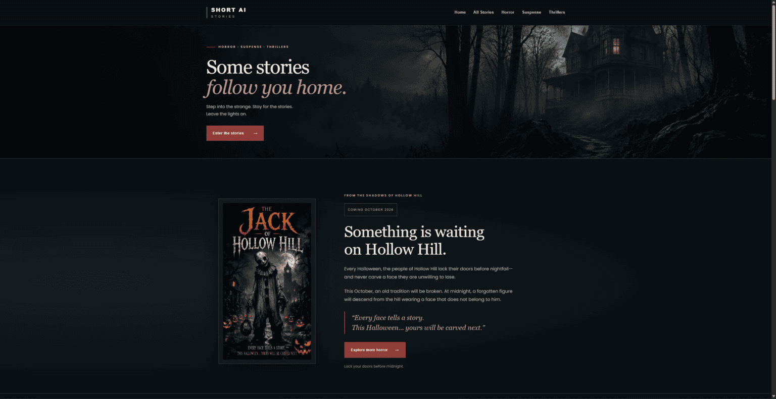 Short AI Stories website design by OHS Publishing