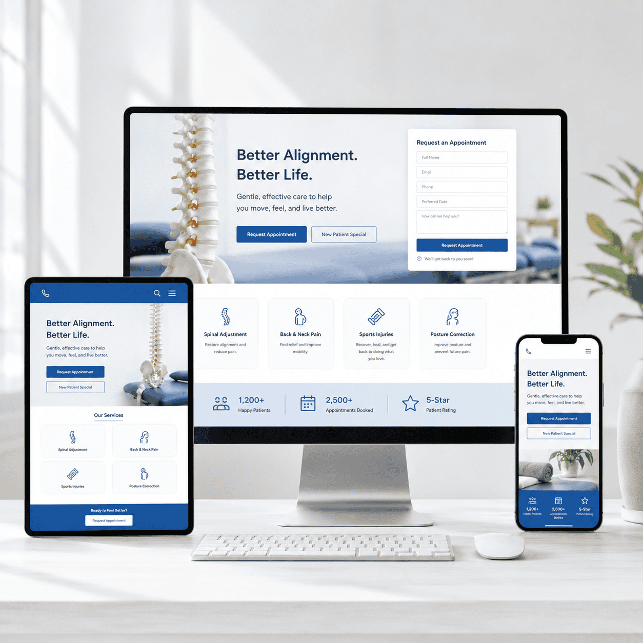 Chiropractor website design mockup by OHS Publishing