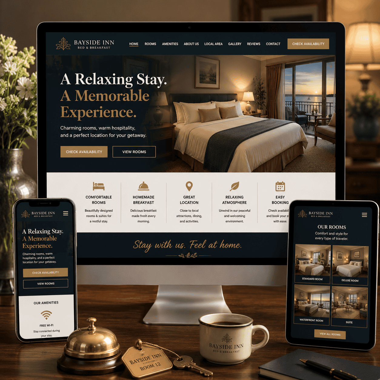 Hotel and bed and breakfast website design mockup by OHS Publishing