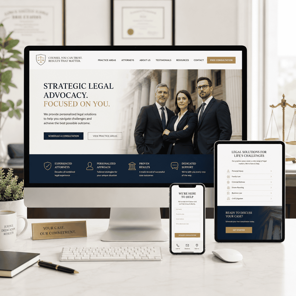 Law firm and attorney website design mockup by OHS Publishing