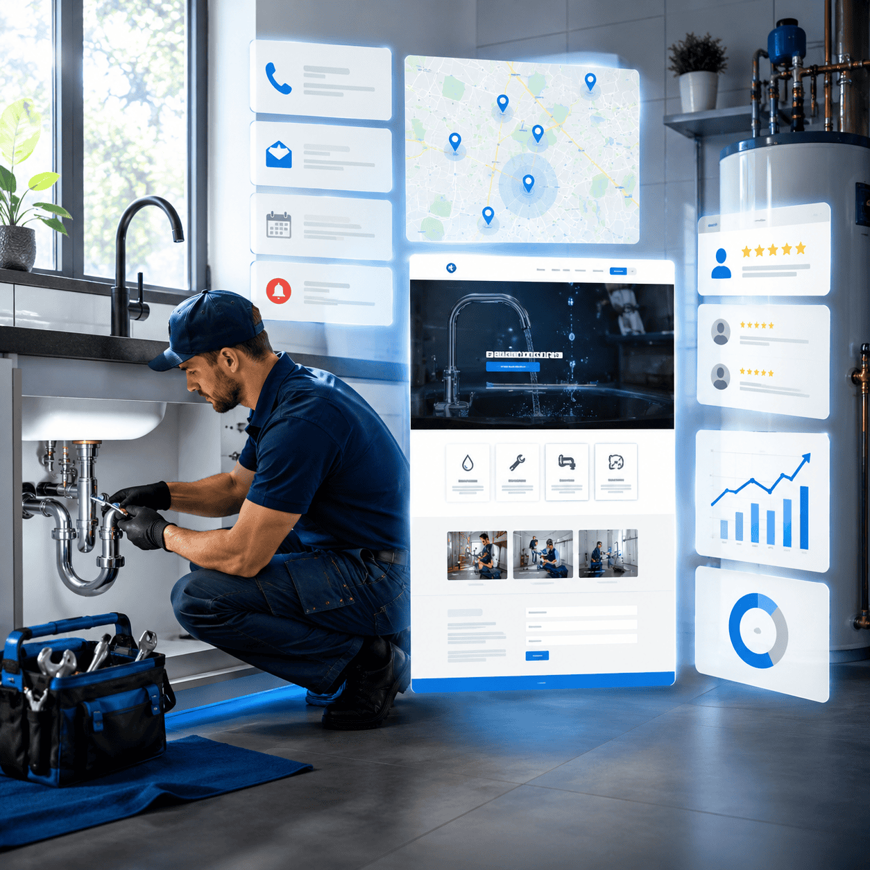 Plumbing service website design mockup by OHS Publishing