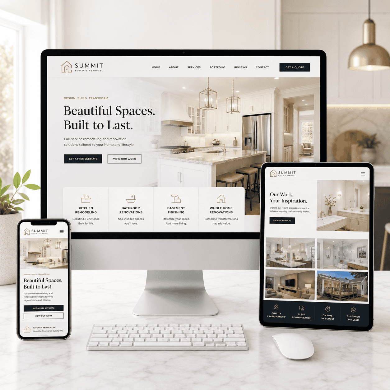 Remodeling and renovation contractor website design mockup by OHS Publishing