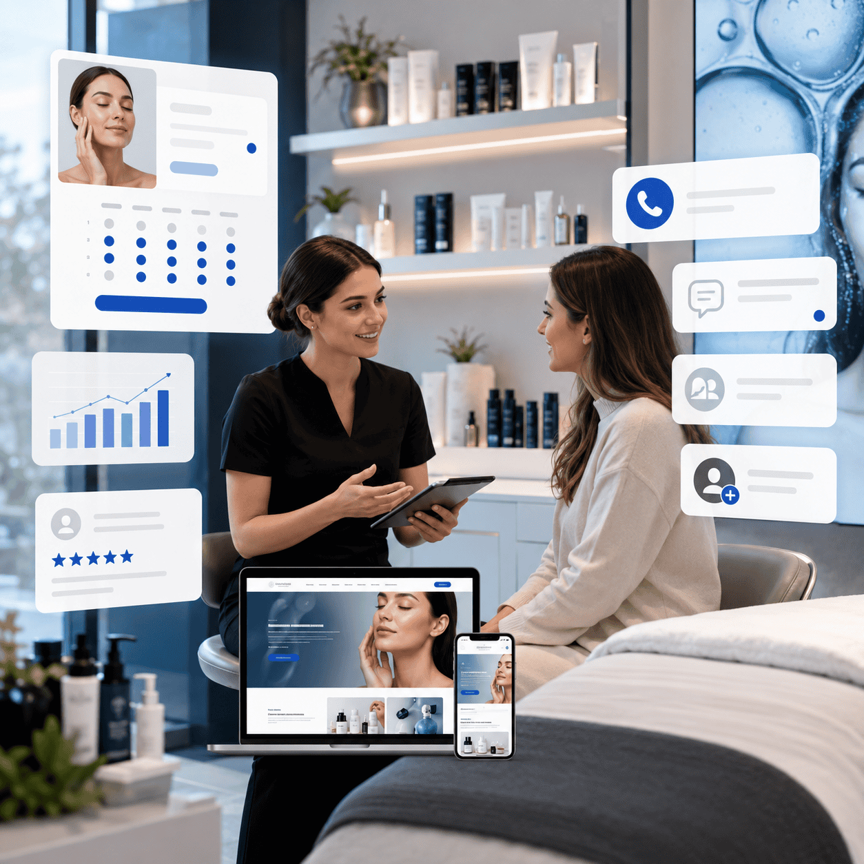 Skincare specialist website design mockup by OHS Publishing