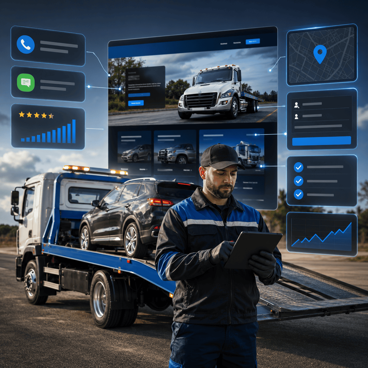 Towing service website design mockup by OHS Publishing