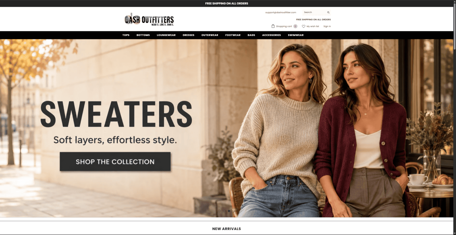 Dash Outfitters website design by OHS Publishing