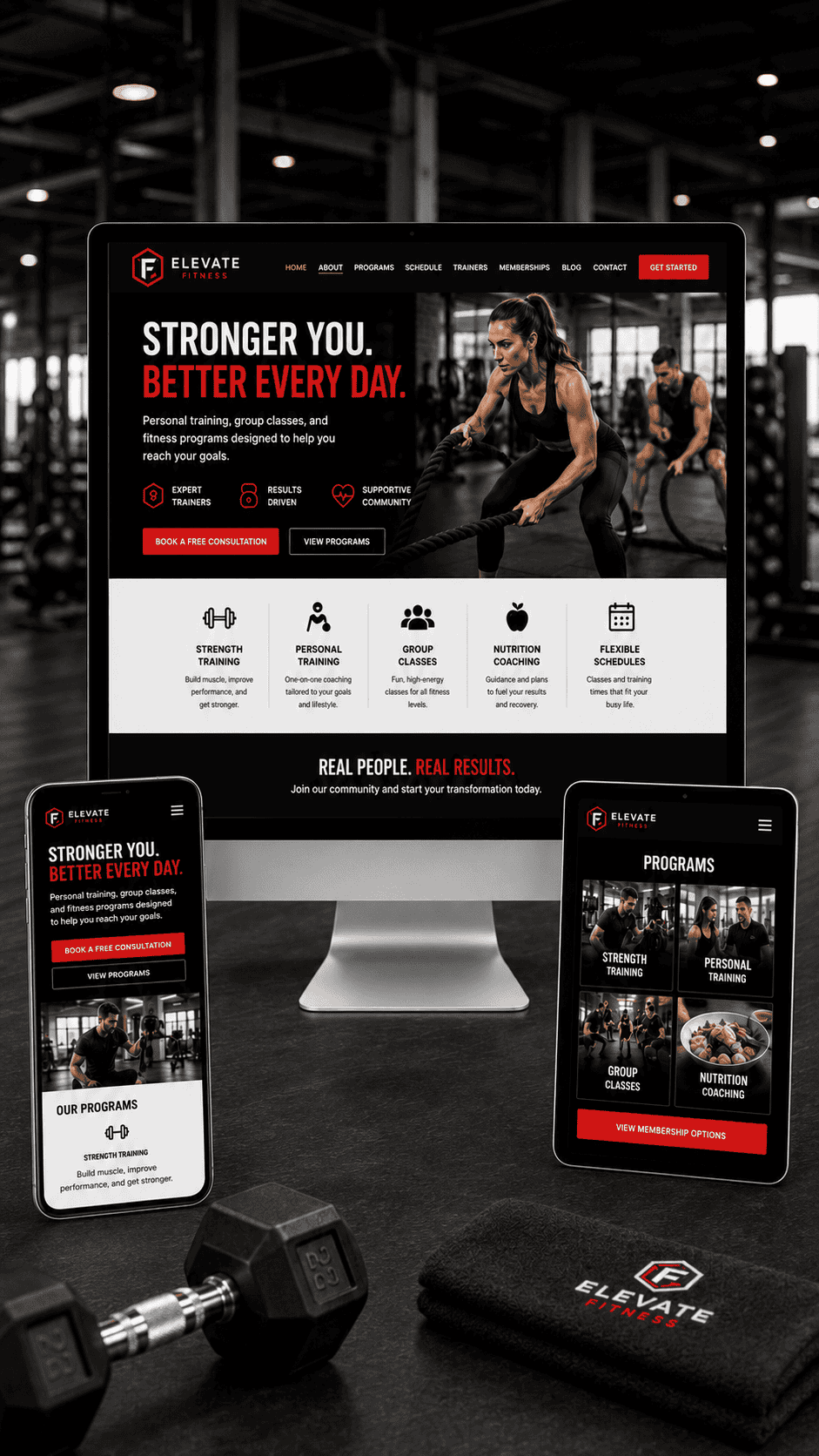Fitness Trainers & Gyms website design by OHS Publishing