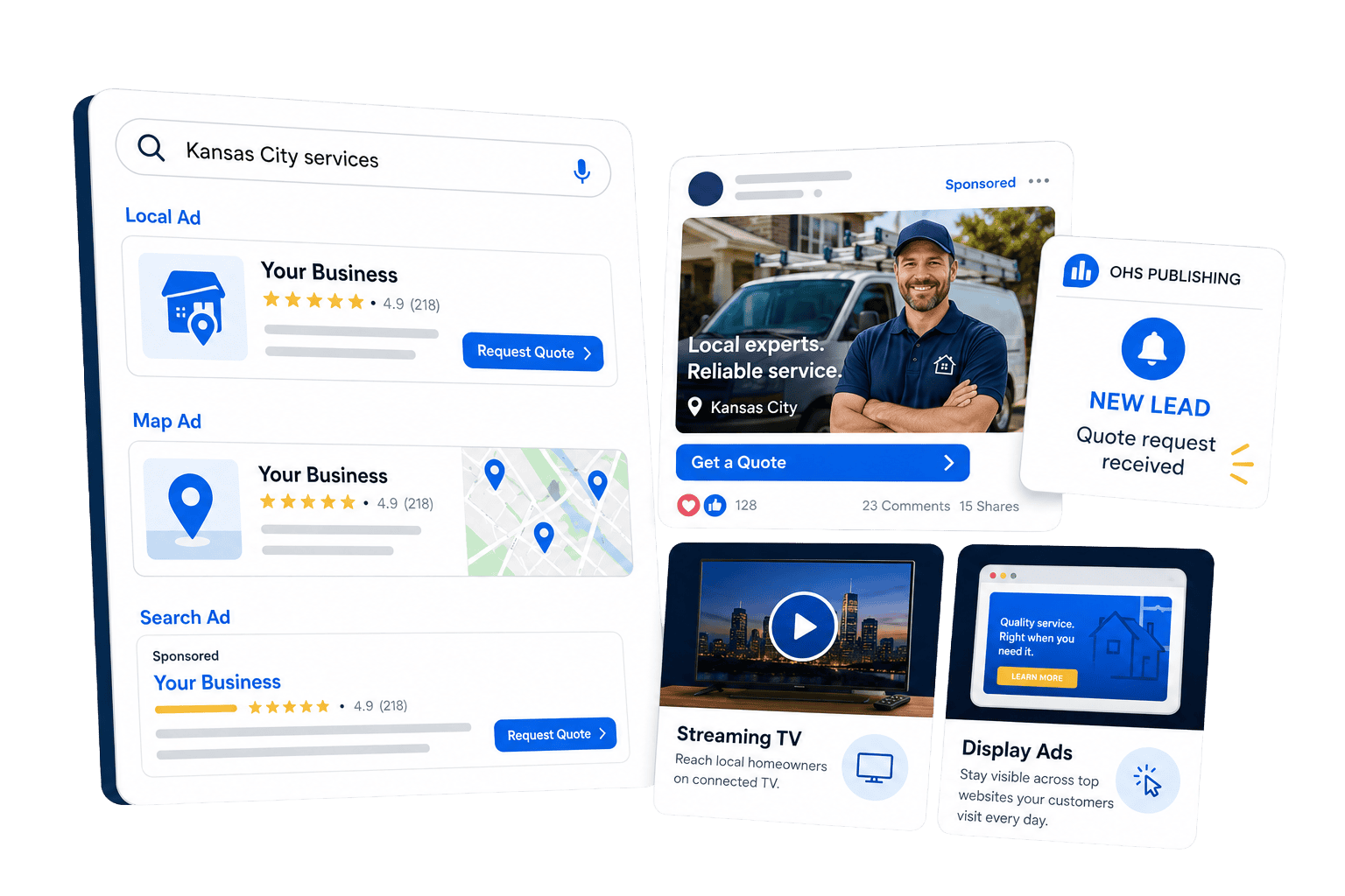 OHS Publishing search advertising, social advertising, streaming TV advertising, display advertising, and lead generation
