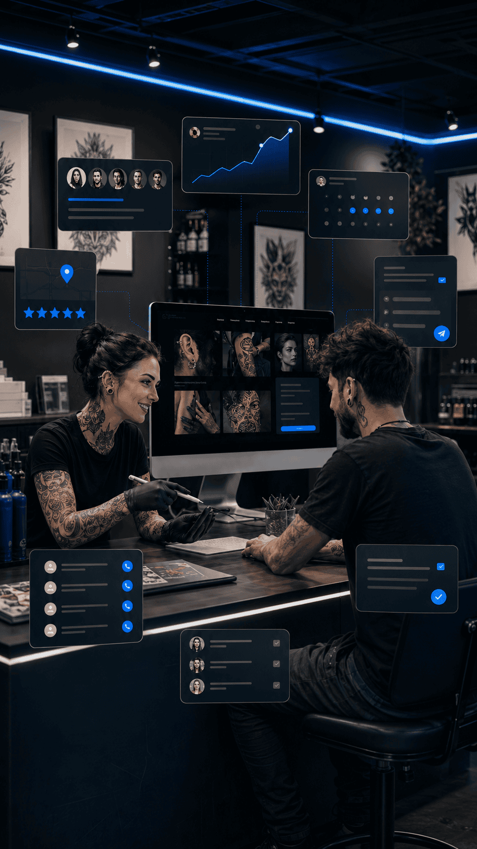 Tattoo and piercing studio website design by OHS Publishing