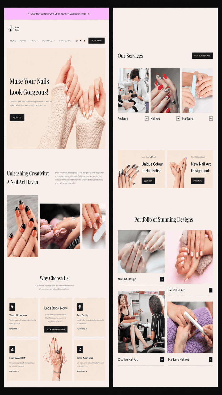 Nail salon website design mockup by OHS Publishing