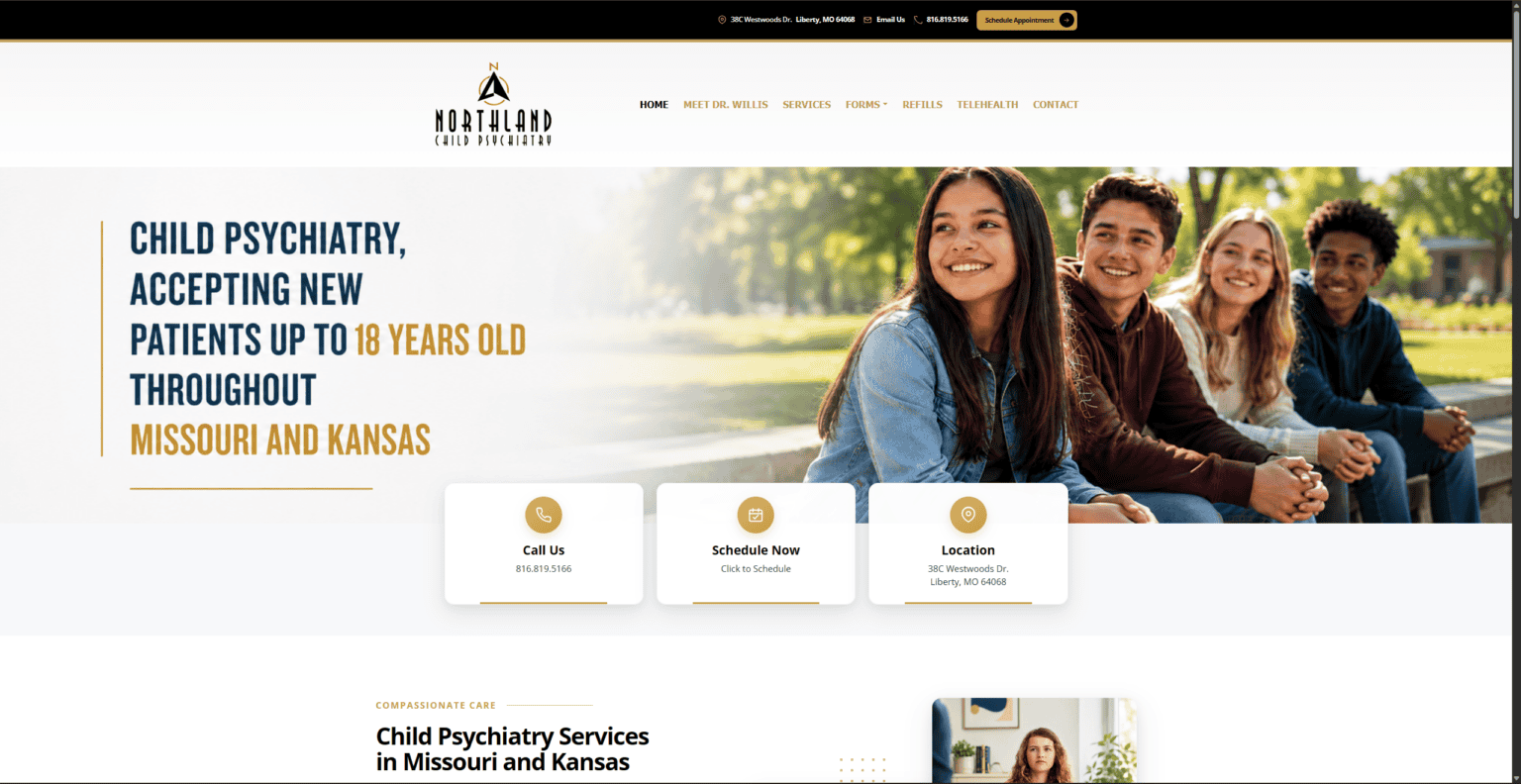 Northland Child Psychiatry website design by OHS Publishing