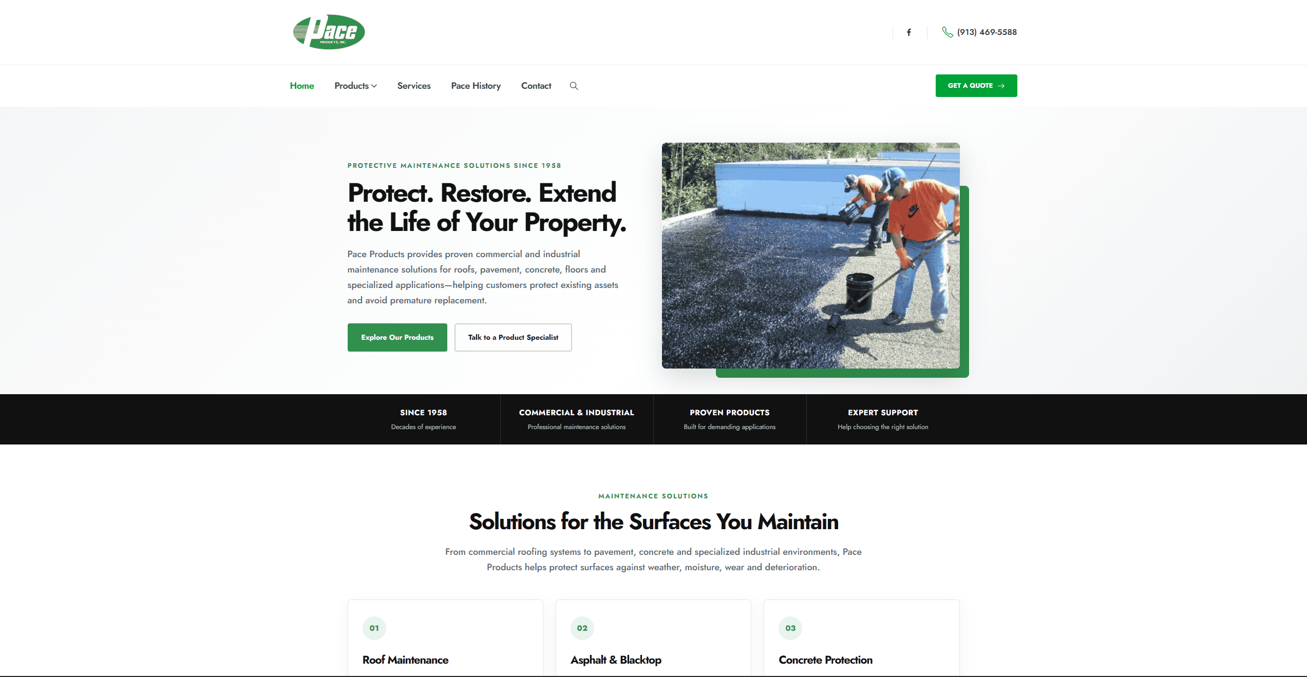 Pace Products website design by OHS Publishing