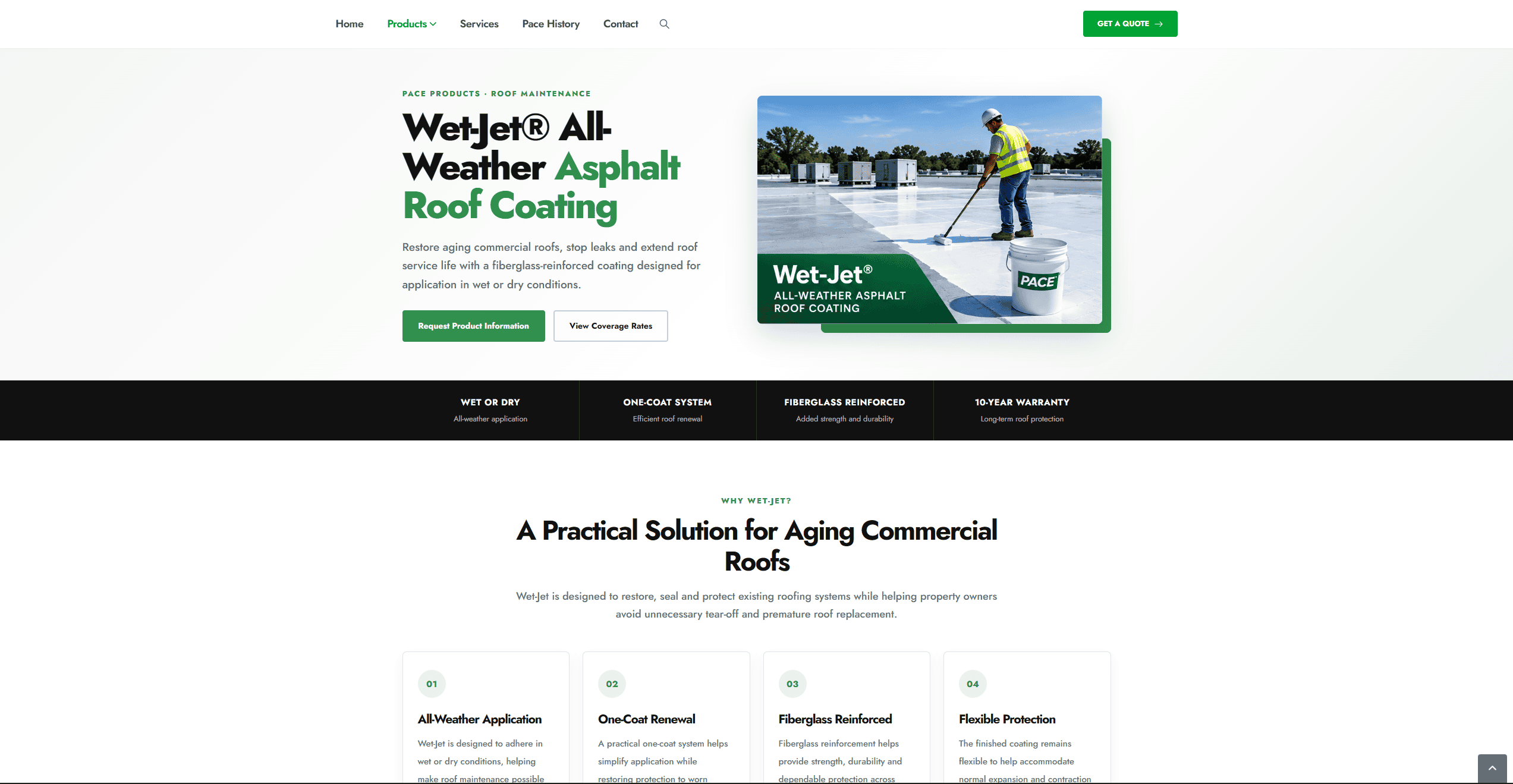 Pace Products inner page website design
