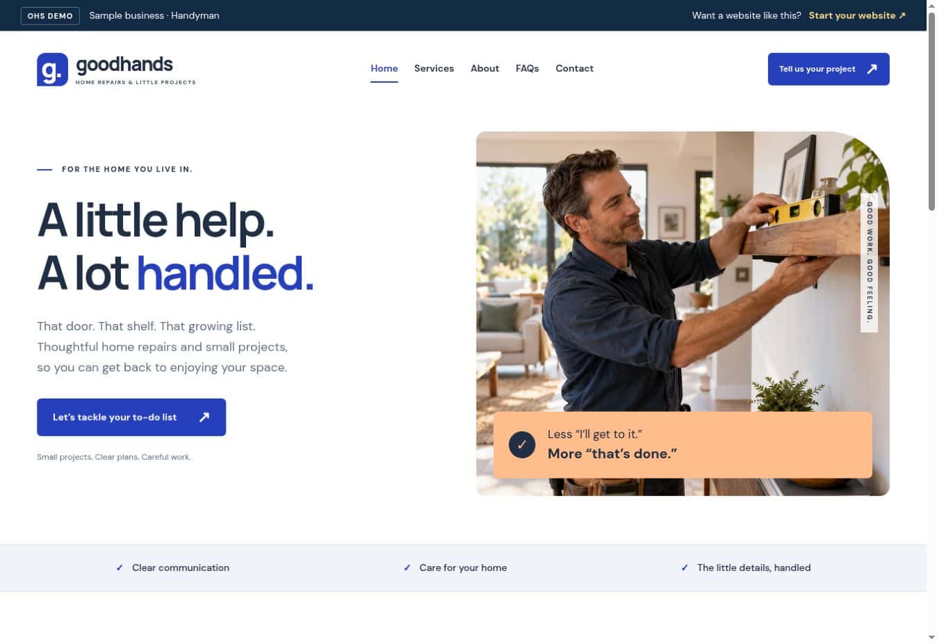 Goodhands handyman website demo by OHS Publishing