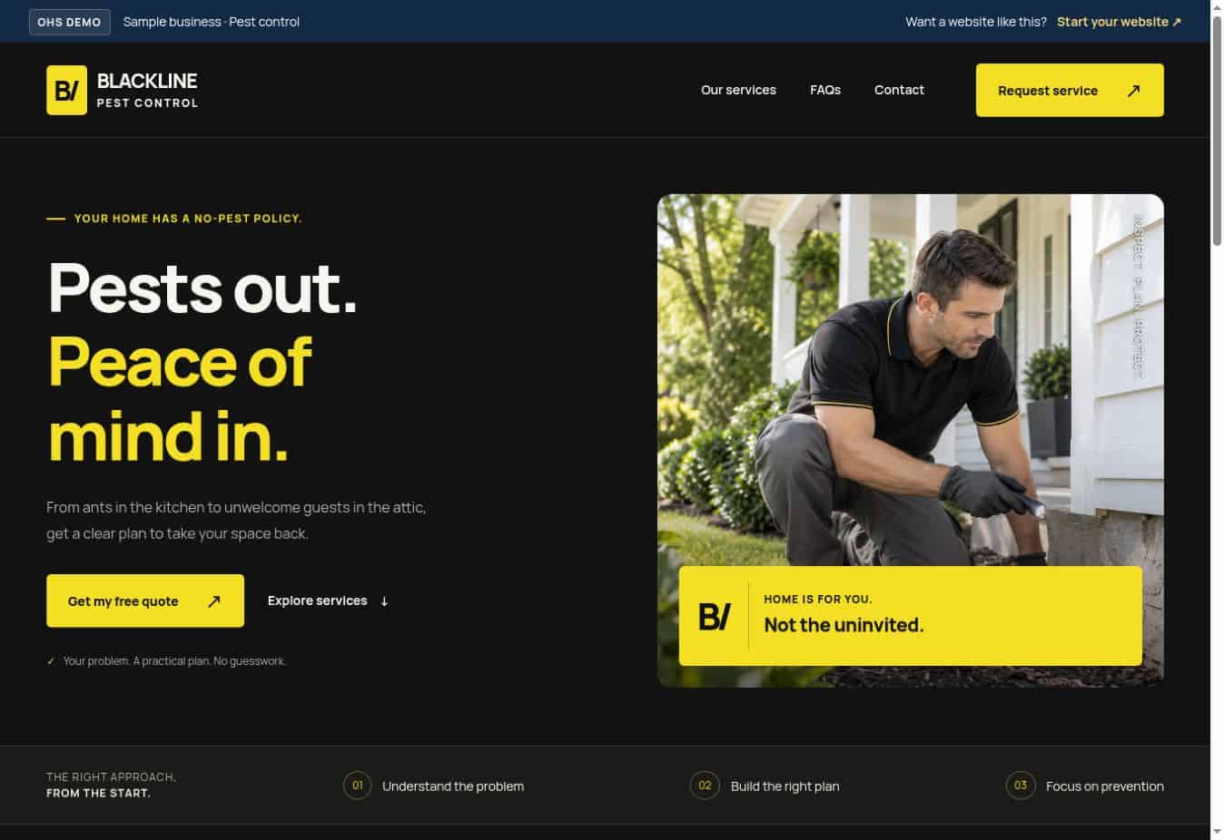 Blackline pest control website demo by OHS Publishing