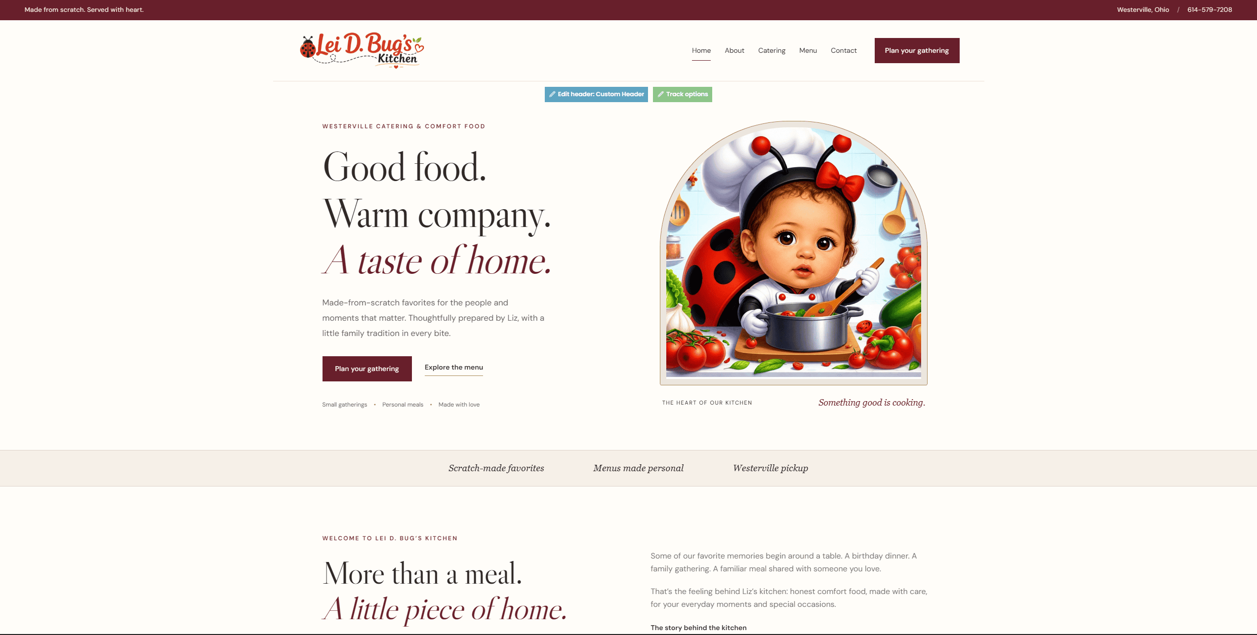 Lei D. Bug’s Kitchen website design by OHS Publishing